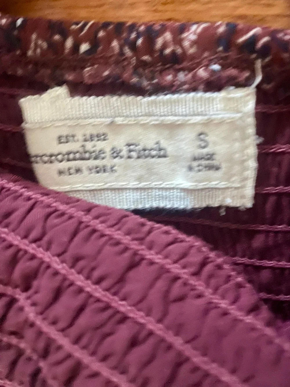Abercrombie & Fitch Boho Sheer Overlay Maxi Dress Open Back Smocked Burgundy S